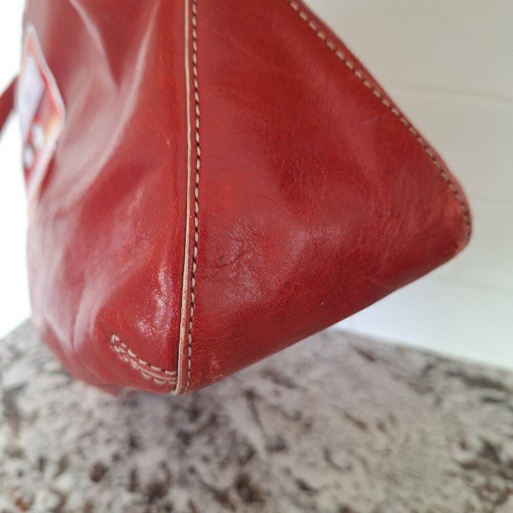 Cole Haan Red Leather Tote with Cassette Graphic. Cute and Classic! - Picture 3 of 14